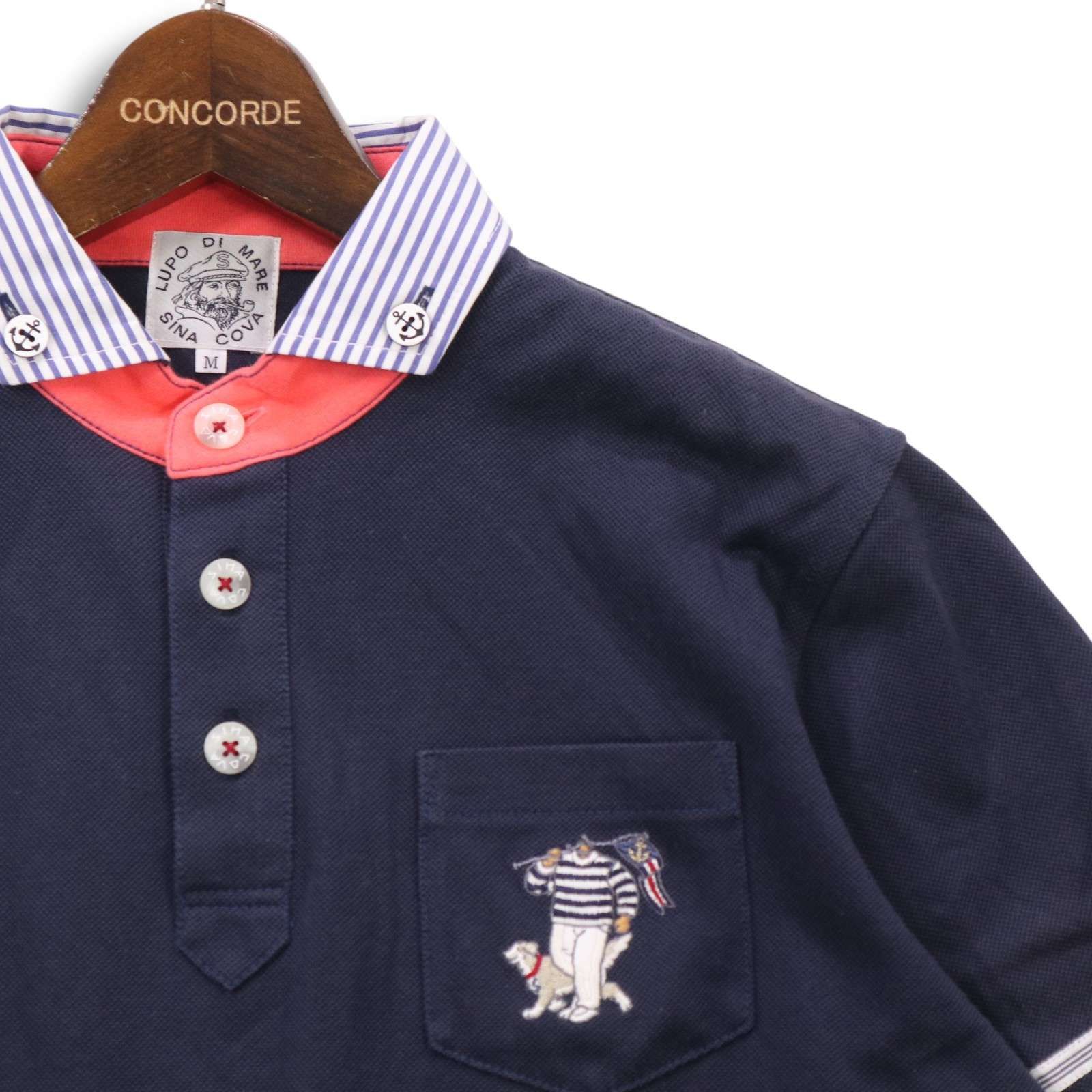 SINACOVA シナコバ 春夏 ロゴ刺繍&ワッペン☆ 半袖 襟ストライプ