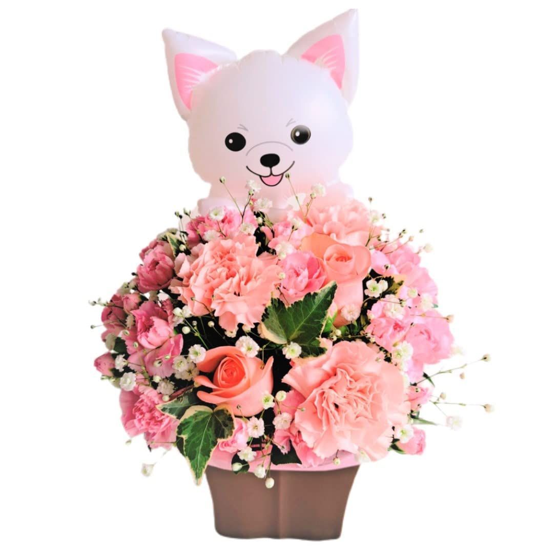 在庫 花金 高岡本店 フラワーギフト オリジナル 生花 フラワーアレンジメント 花 ギフト 誕生日 入園 入学 母の日 花 アレンジ 還暦 記念日 母の日 父の日 クリスマス 発表会 プレゼント お祝い 女性 敬老の日 贈り物 白犬バ
