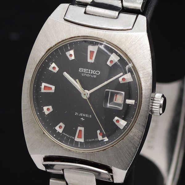 稼動 セイコー コーラス 21石 2118-0310 デイト 手巻き 黒文字盤