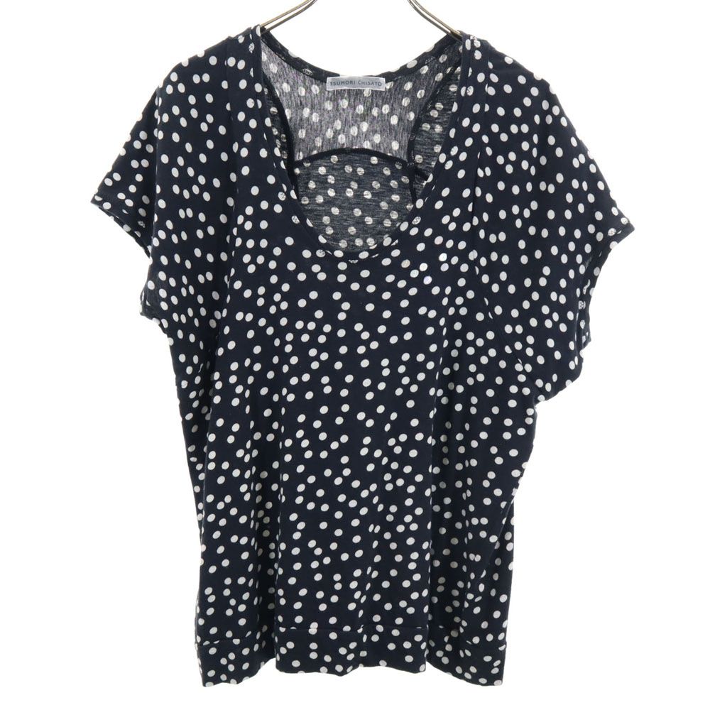 ツモリチサト 日本製 ドット柄 半袖 Tシャツ 2 黒系 TSUMORI