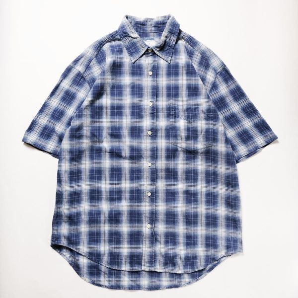 k*d様 90s〜00s old navy オールドネイビー　マドラスチェック 90's オールドネイビー シャドーチェック コットン シャツ 半袖