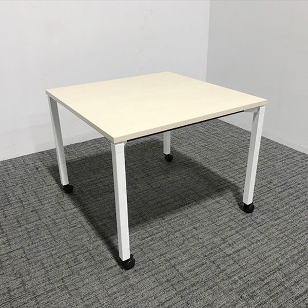 ミーティングテーブル 完成品 角テーブル ジュート 4本脚 キャスター付 コクヨ ホワイトナチュラル