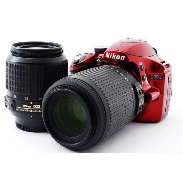 ニコン Nikon D3200 ダブルズームセット レッド 美品 一眼レフSD