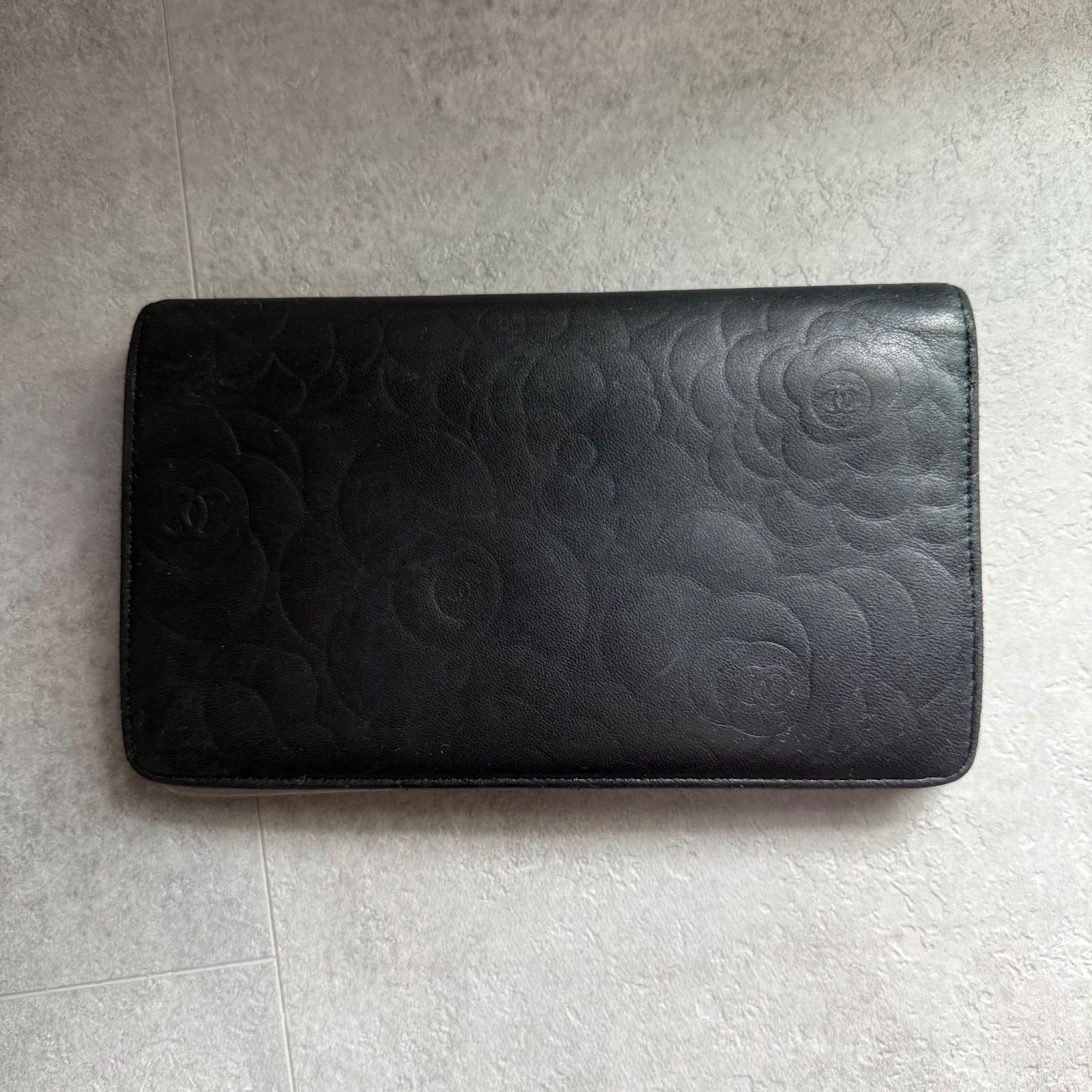 CHANEL シャネル カメリア ココマーク 二つ折り財布 レザー ロング 