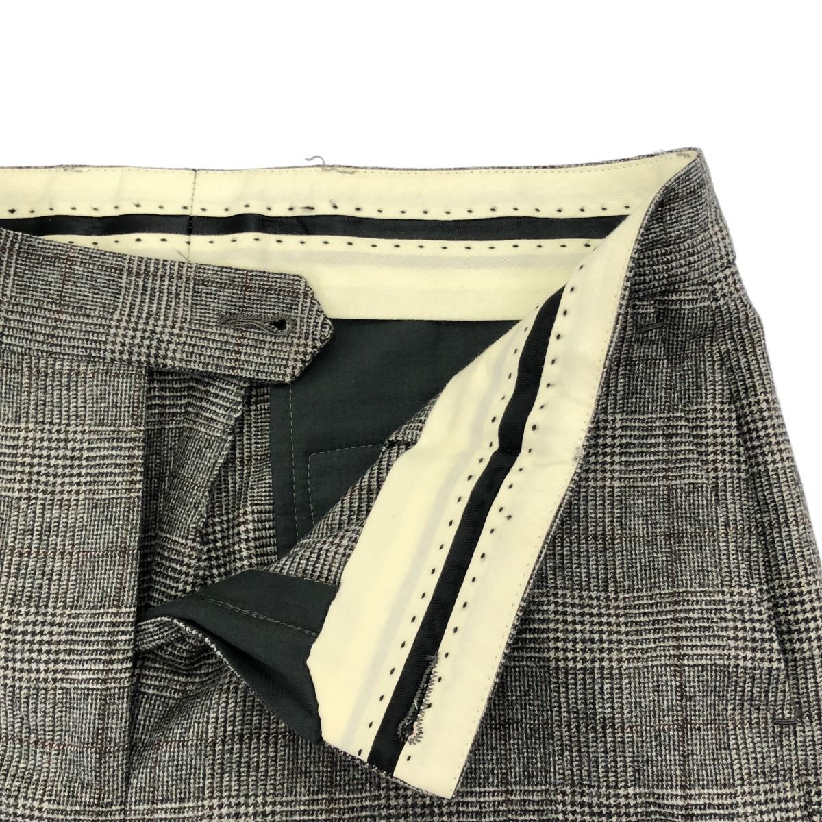 Kiton キートン ウールカシミヤチェック柄セットアップスーツ グレー×ブラウン ジャケット38 パンツ40