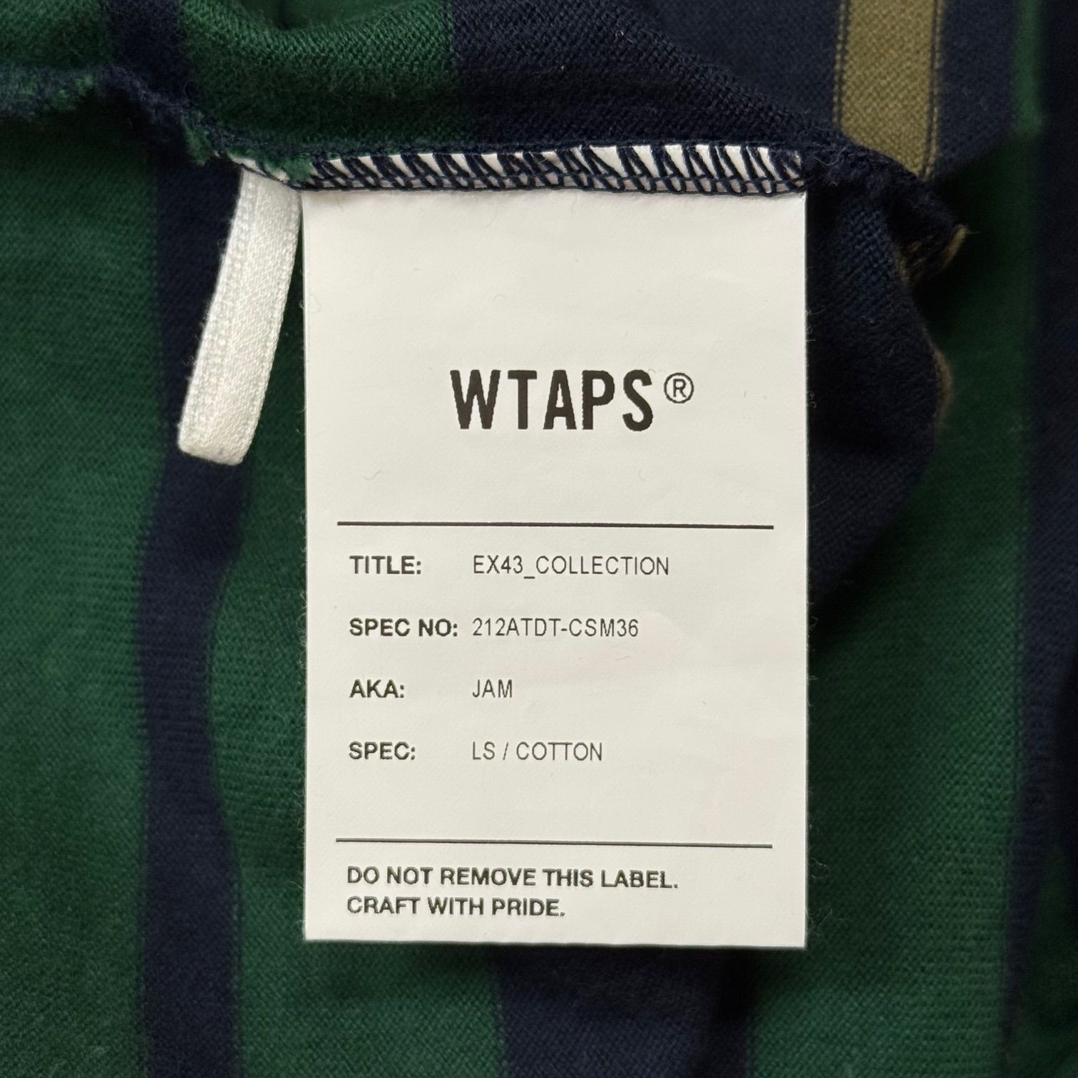 WTAPS 212ATDT-CSM36 長袖Tシャツ WTAPS 21AW JAM LS TEE ボーダーカットソー ロンT 長袖Tシャツ