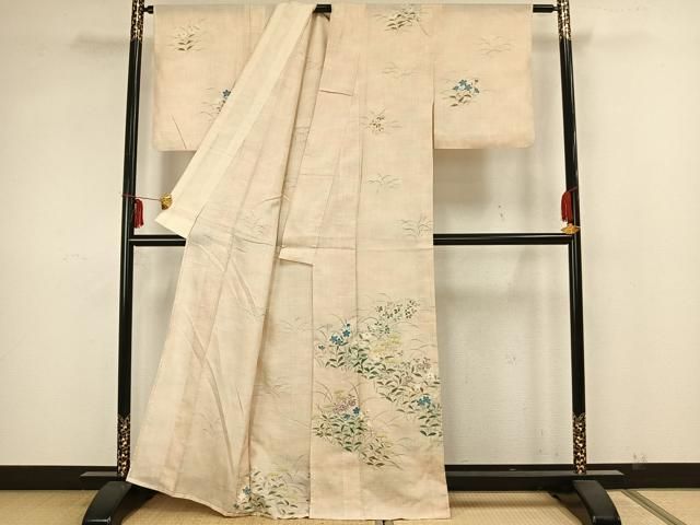 平和屋着物▽訪問着 単衣 お召地 風景文 正絹 逸品 DAAT9717az