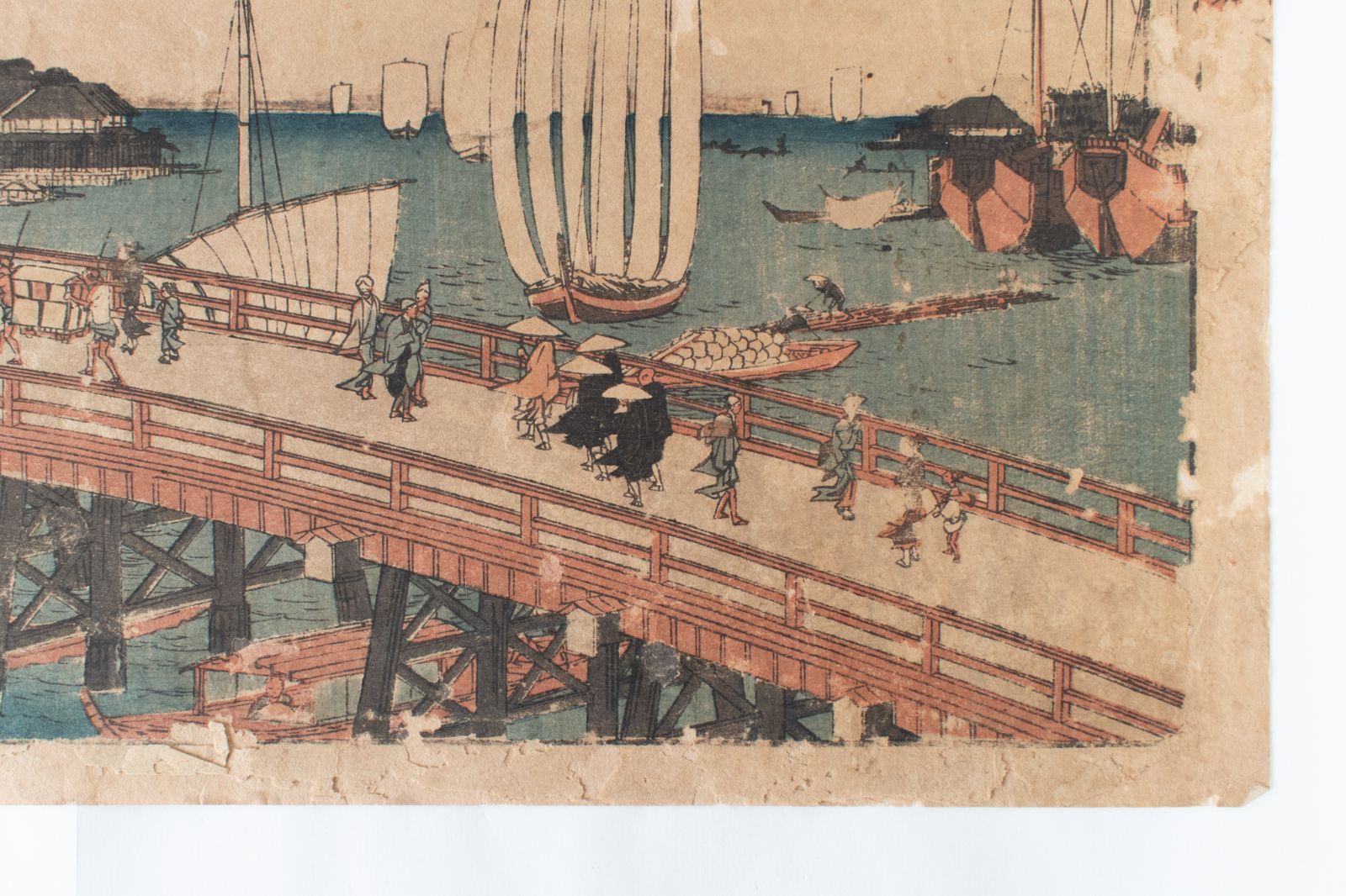 中古】M▽歌川広重 東都名所 永代橋 深川新地 天保 木版画