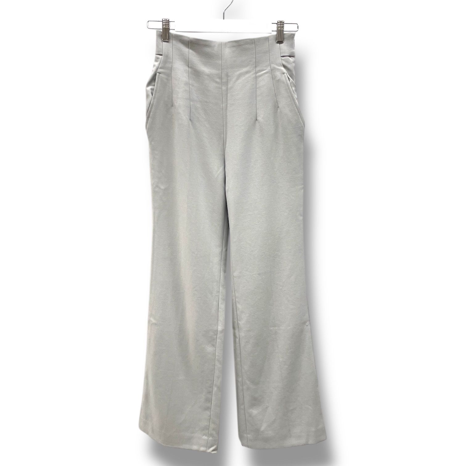 Mame Kurogouchi マメクロゴウチ ハイウエストセンタークリースウールパンツ フ パンツ サイドファスナー 無地 MM21FW-PT029 灰色 ライトグレー 1サイズ レディース 冬 ゴーゴー古着マルイファミリー溝口店 18 No.97