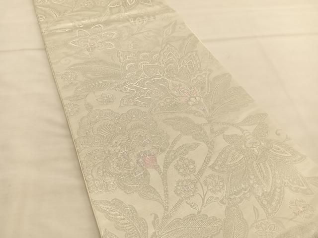 SO-454 袋帯 六通 正絹 蜀甲華紋 プラチナ箔 高級 平和屋着物◎六通柄袋帯 王朝華文 プラチナ箔 九百錦 正絹 逸品