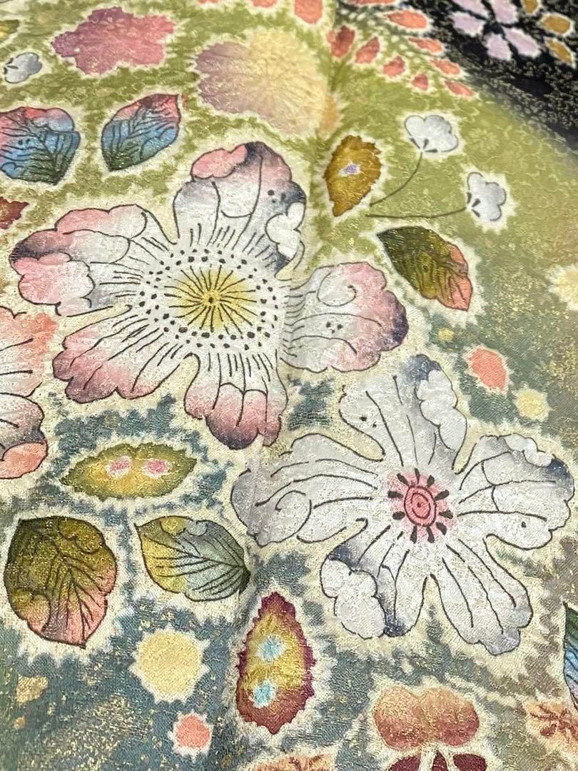 振袖 豪華 桐屋 翠山工房 金通し 金彩 絞り加工 辻が花 身丈166cm 