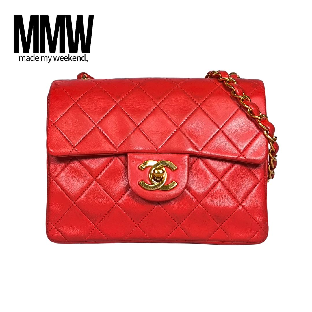 デジタル鑑定書付き】CHANELミニマトラッセレッドショルダーバッグ