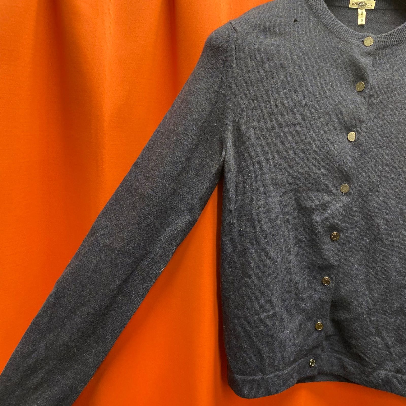 HERMES エルメス カーディガン ネイビー 紺 系 ボタンダウン