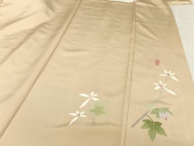 平和屋着物○本加賀友禅作家 成竹登茂男 色留袖 草花文 正絹 逸品