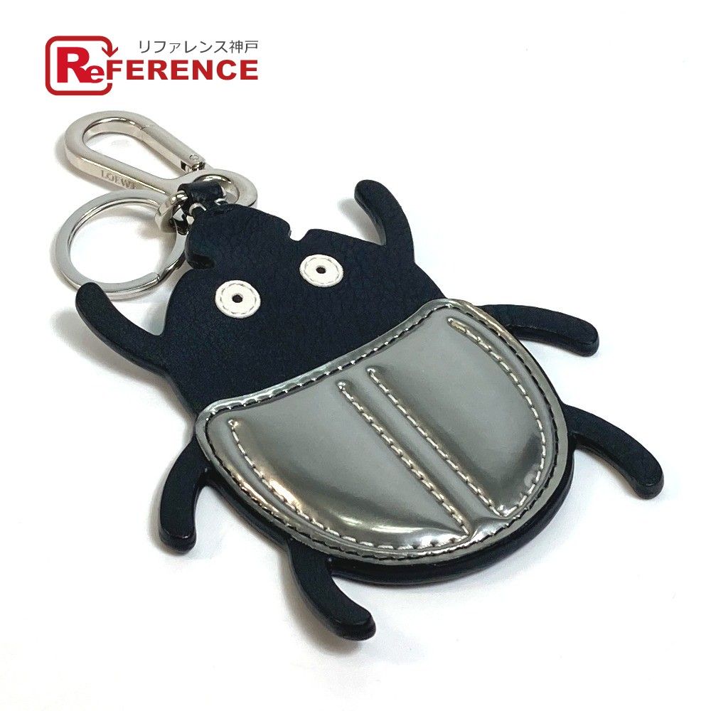 ロエベ 昆虫 キーホルダー チャーム レザー ブラック×シルバー