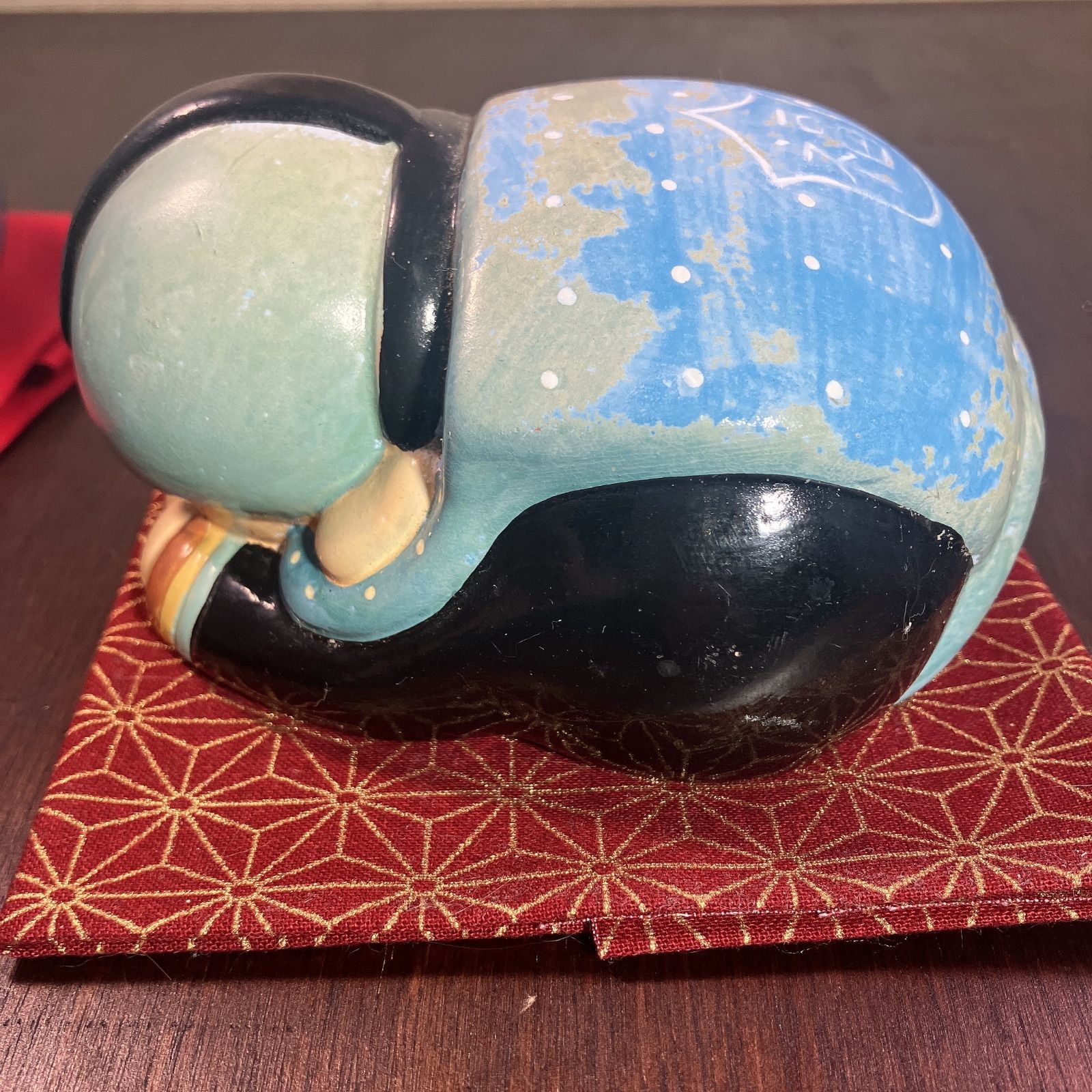 珍品 繋い 福助 お多福 置物 縁起物 骨董品 アンティーク レトロ 夫婦