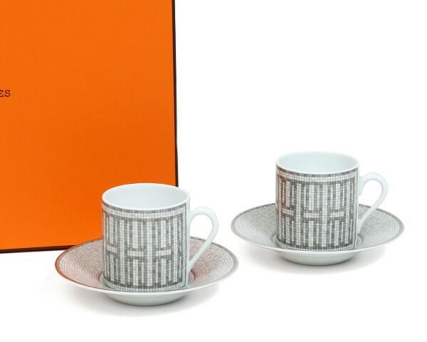 HERMES エルメス モザイク ティーカップ＆ソーサー ペア