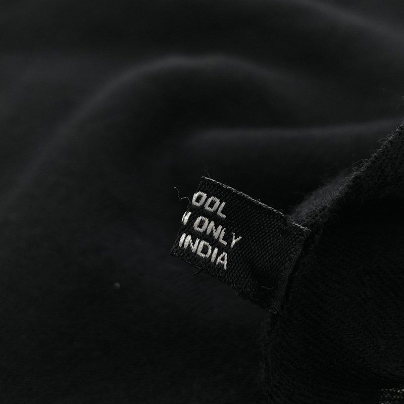 tricot COMME des GARCONS / トリココムデギャルソン | ウール レースリボン フリンジストール | ブラック tricot COMME des GARCONS / トリココムデギャルソン | ウール レース
