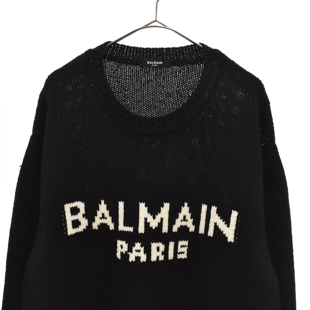 BALMAIN (バルマン) フロントロゴデザイン クルーネックニットセーター 