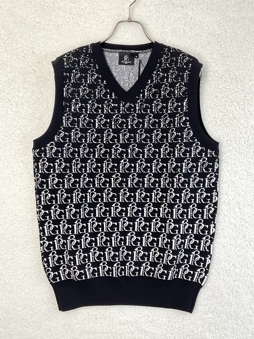 1PIU1UGUALE3 GOLF × 戸賀敬城 3.0 ブラック×ホワイト KNIT VEST