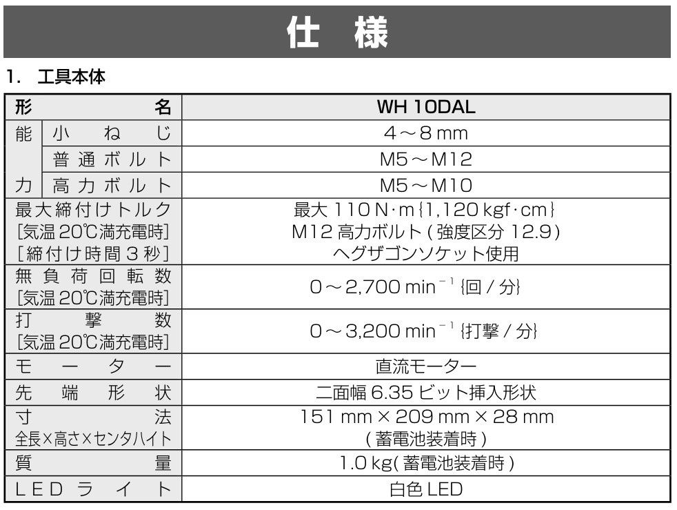 ケース別売り WH10DAL