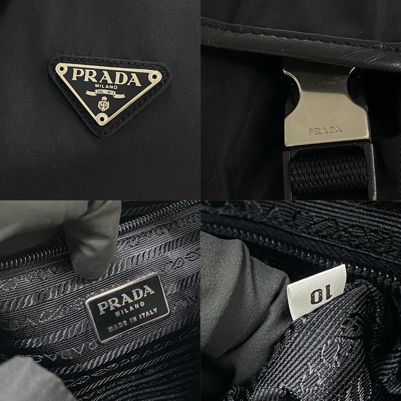 極 美品 希少品 PRADA プラダ 三角ロゴ 金具 ナイロン レザー 本