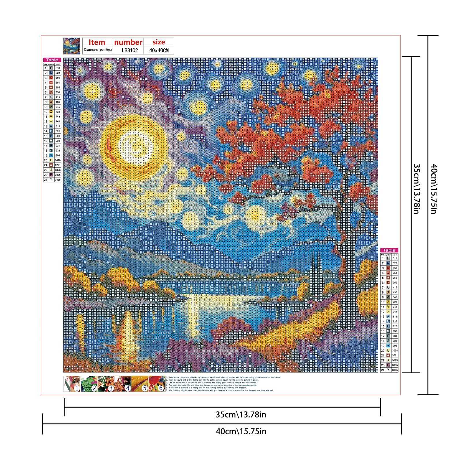 新品 JISHSHAY ダイヤモンドアート キット 40x40cm ダイヤモンド