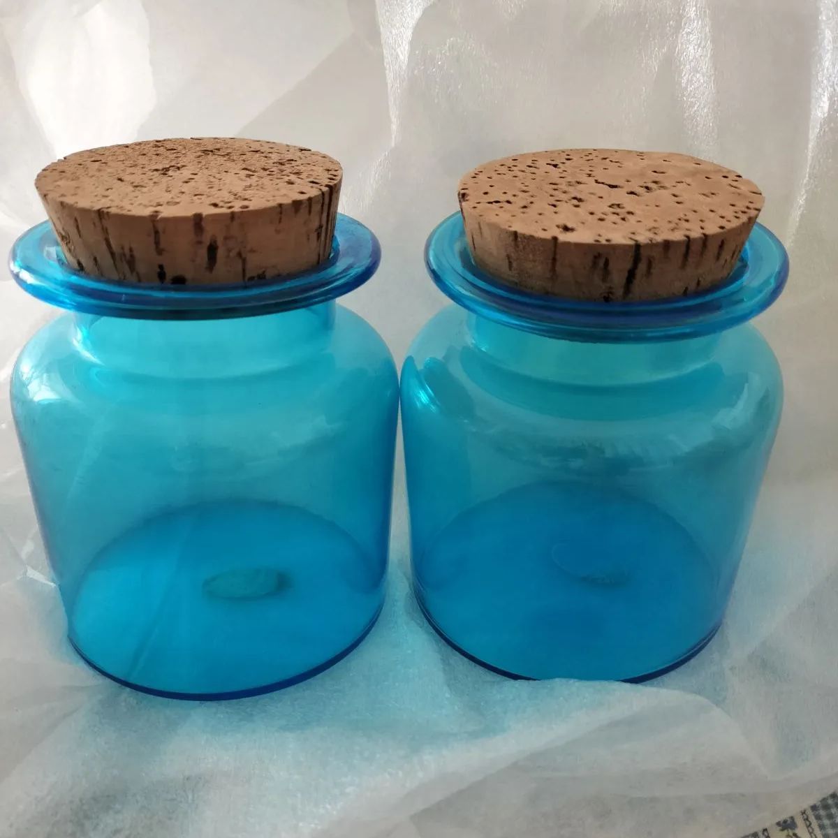 ヴィンテージコバルトブルーフルーツジャーガラス古道具