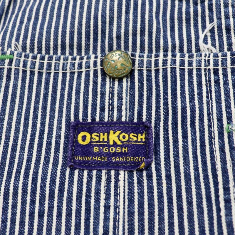 50s vintage OSHKOSH エプロン付き ダブルニー ヒッコリー