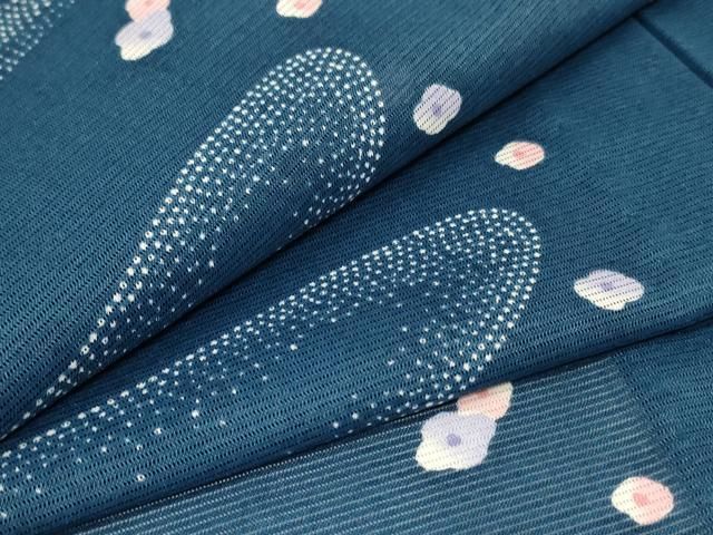 平和屋着物＊夏物 小紋 絽 花菱文 洗える着物 未使用 AAAZ0393jd