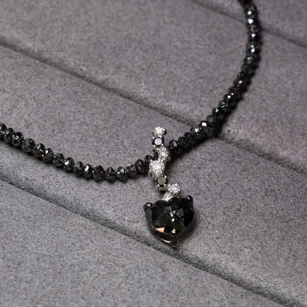 K18WG ブラックダイヤモンド1.92ct＋13.49ct ネックレス 38cm