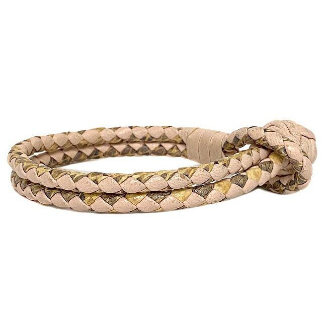 BOTTEGA VENETA イントレチャート レザーブレスレット パイソン ボッテガヴェネタ ブレスレット ライトピンク パイソン柄