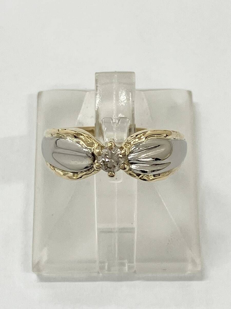 Pt850 K18 ダイヤ0.15ct 11. 5号 3.4g コンビ リング 指輪