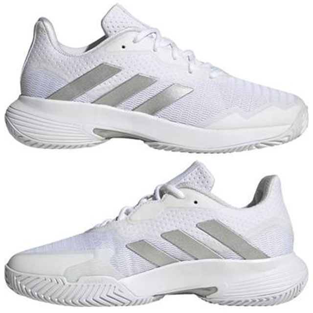 23.0cmのみ adidas アディダス オールコート テニスシューズ キッズ ジュニア レディース ウィメンズ COURTJAMCONTROLW ホワイト×シルバー ID1543-230