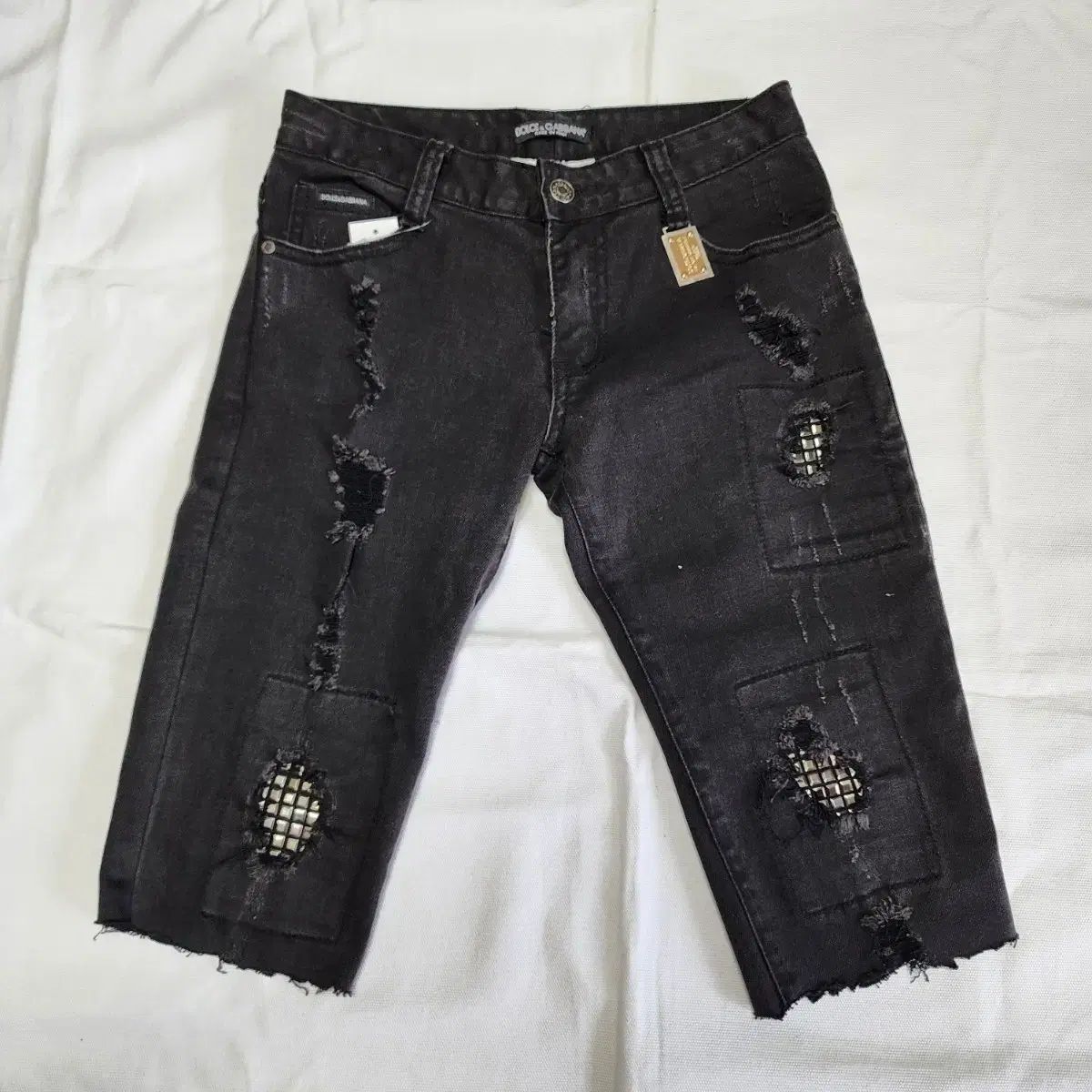 Dolce-Gabbana ドルチェ&ガッバーナ スリム バイカー ダメージ ロックシーク ショートパンツ