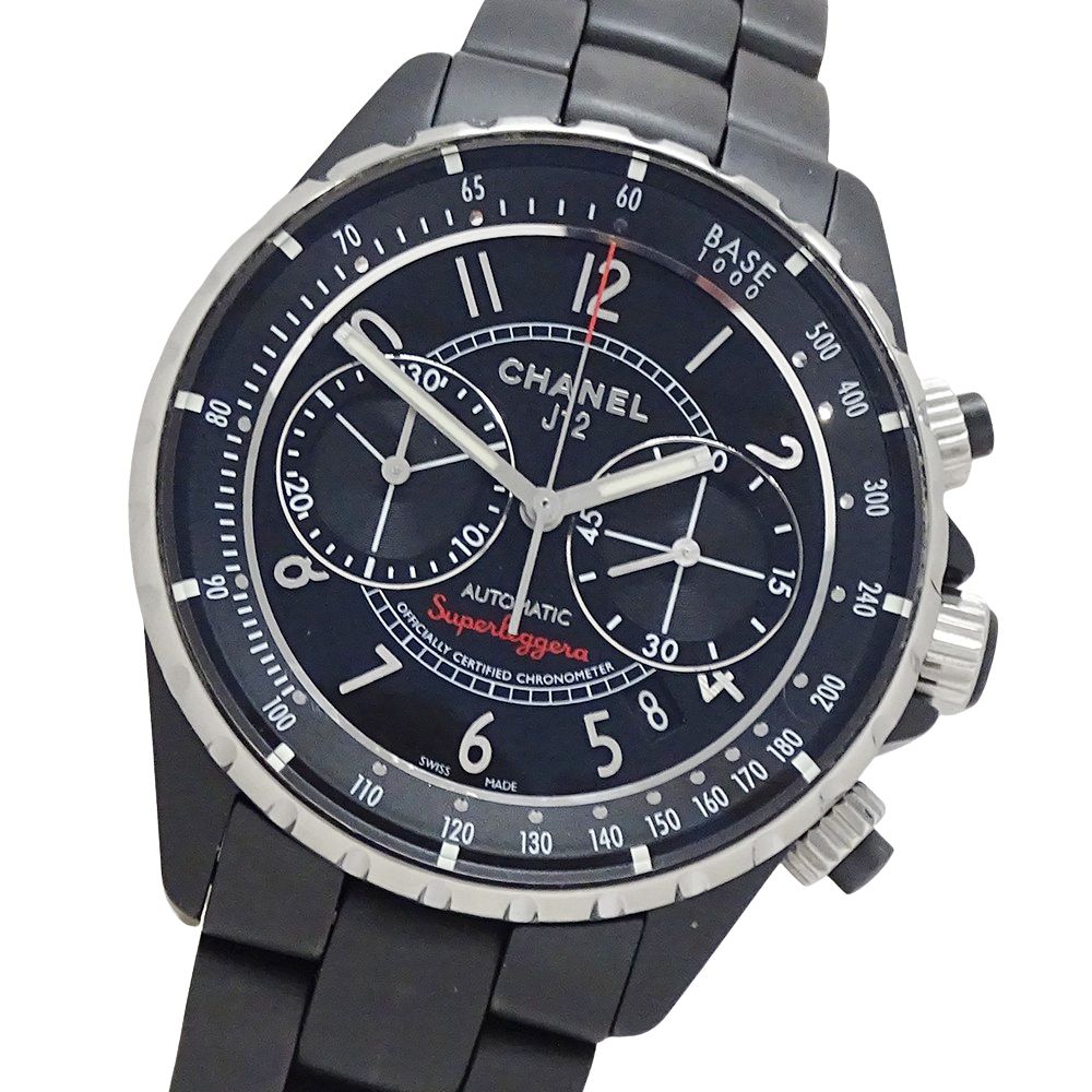 シャネル CHANEL 時計 メンズ ブランド J12 スーパーレッジェーラ クロノグラフ デイト 自動巻き AT ステンレス SS セラミック H3409 磨き済み