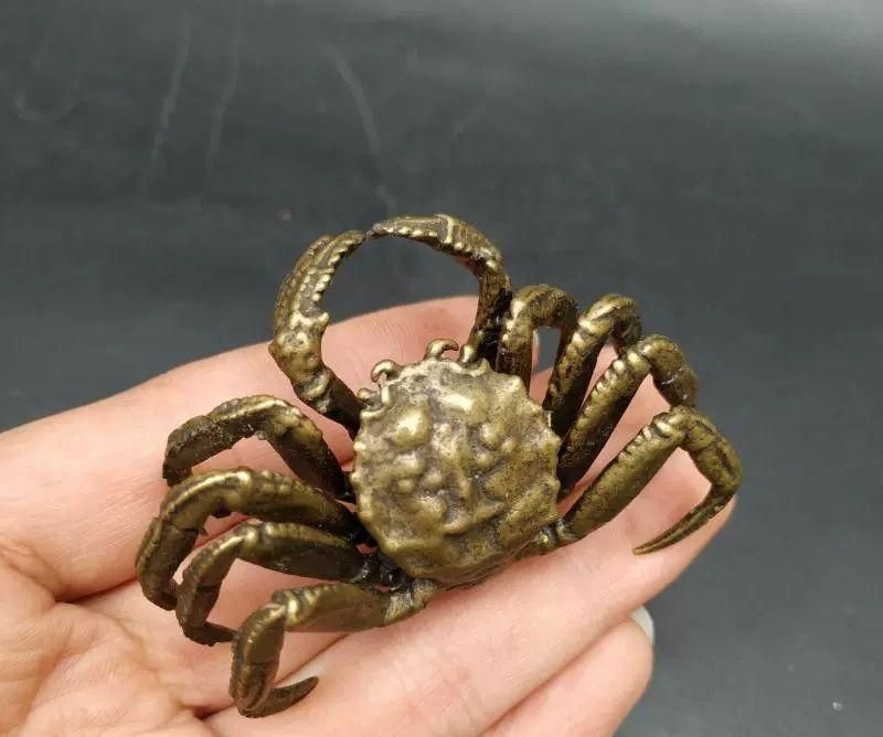 茶道具 銅製 蟹形蓋置 細密細工 時代物 極上品