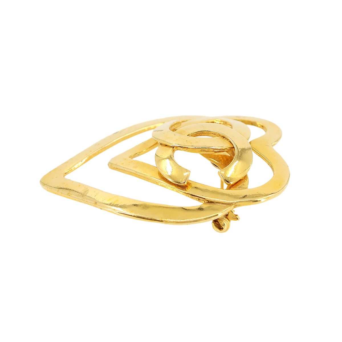 CHANEL ビンテージハート型ブローチ 金色 CHANEL ビンテージハート型ブローチ 金色 中古・古着通販】CHANEL