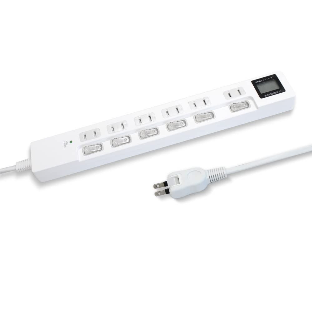STYLED ワットメーター付き 電源タップ 2m 延長コード 18ヵ月 ACコ