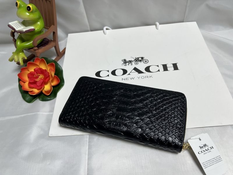 COACH 長財布 コーチ 財布 スネーク型押し クロコダイル エンボスド