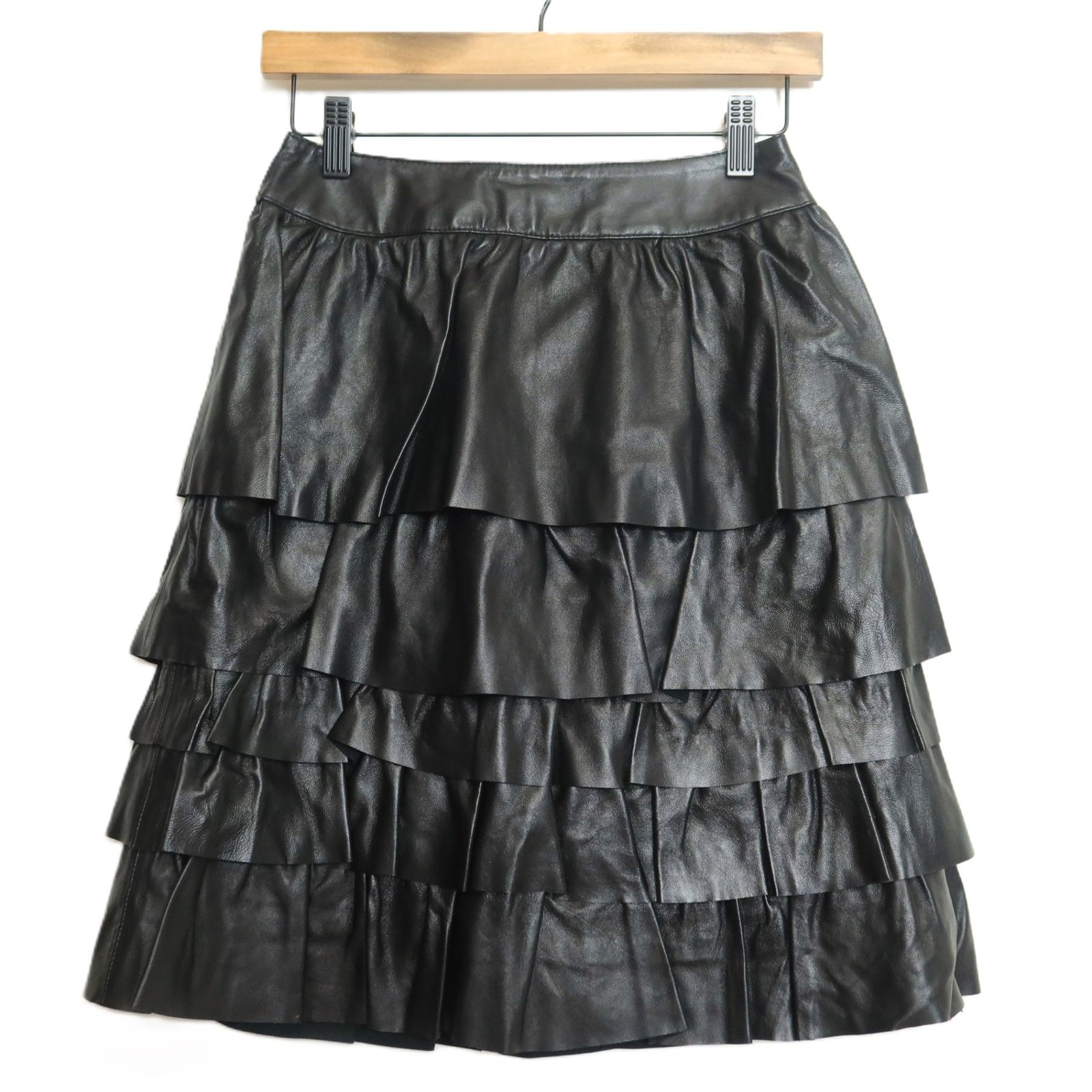 theory 21AW リアルレザー 羊革カジュアルスカート 黒 P Theory