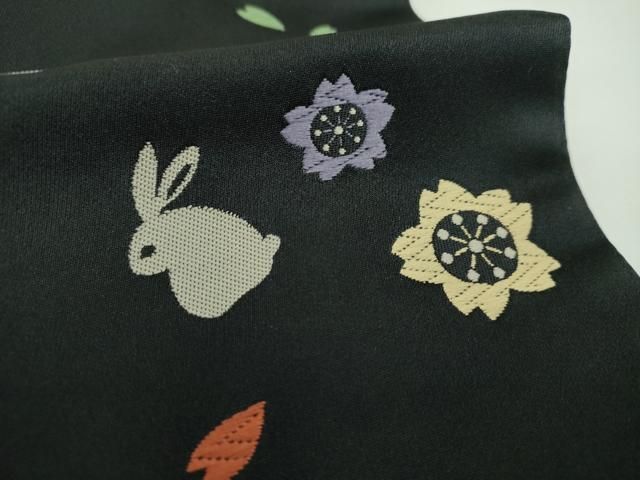 平和屋着物○全通柄京袋帯 唐織 桜兎 黒地 逸品 DAAX4553ps - メルカリ