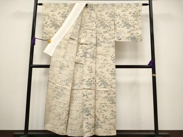 静*嘉様 夏着物 しょうざん 生紬 美しい染め 正絹 AK-7348 夏着物 しょうざん 生紬 美しい染め 正絹 AK-7348