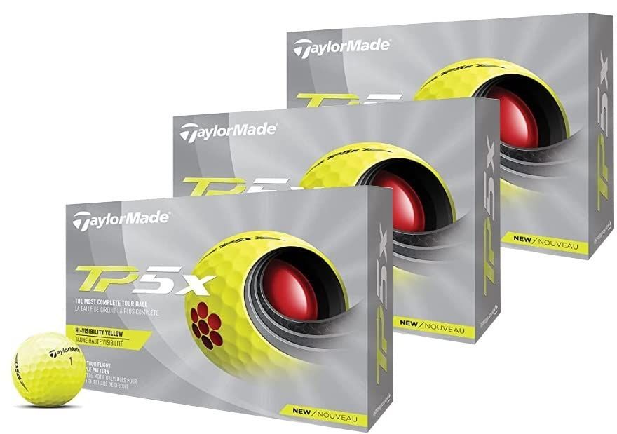 ３ダース TAYLOR MADE(テーラーメイド) TP5x(ティーピーファイブエックス) ゴルフボール 5ピース 2021年モデル N0803101 イエロー (３ダース)
