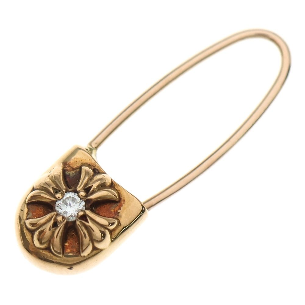 CHROME HEARTS クロムハーツ 22K SAFETY PIN CH PLS 1DIA 1ダイヤ セーフティーピン ピアス ゴールド