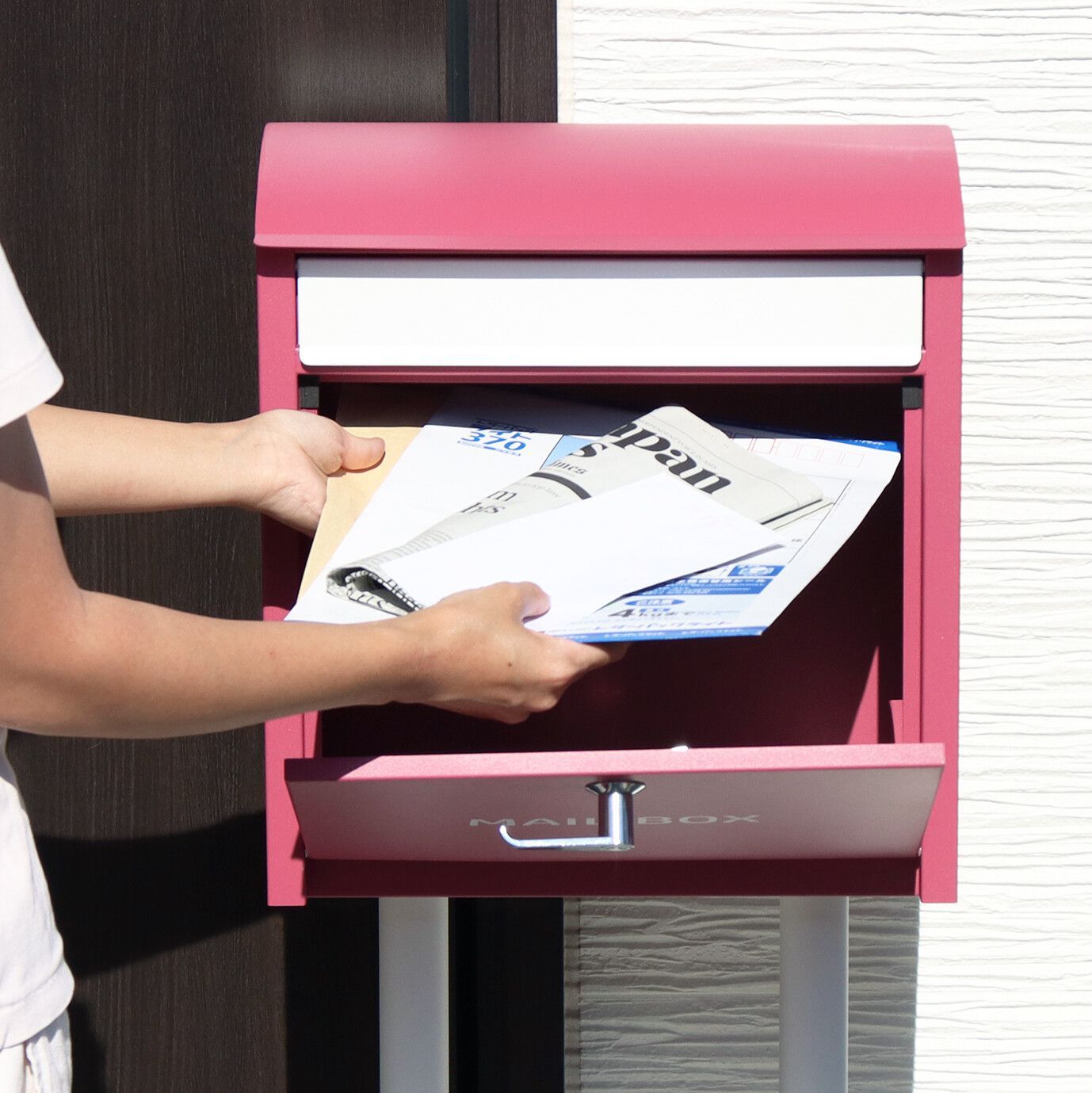 スタンドポスト 郵便受け メールボックス ワインレッド 北欧 - メルカリ