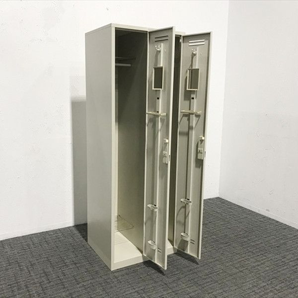 2人用ロッカー 鍵付き ライオン事務器 グレー