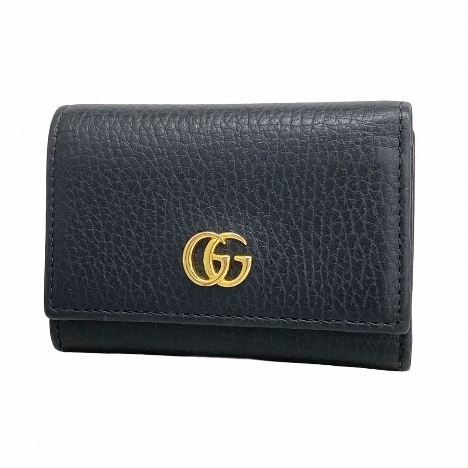 グッチ Gucci グッチ 三つ折り財布 GGマーモント 644407 レザー ブラック レディース