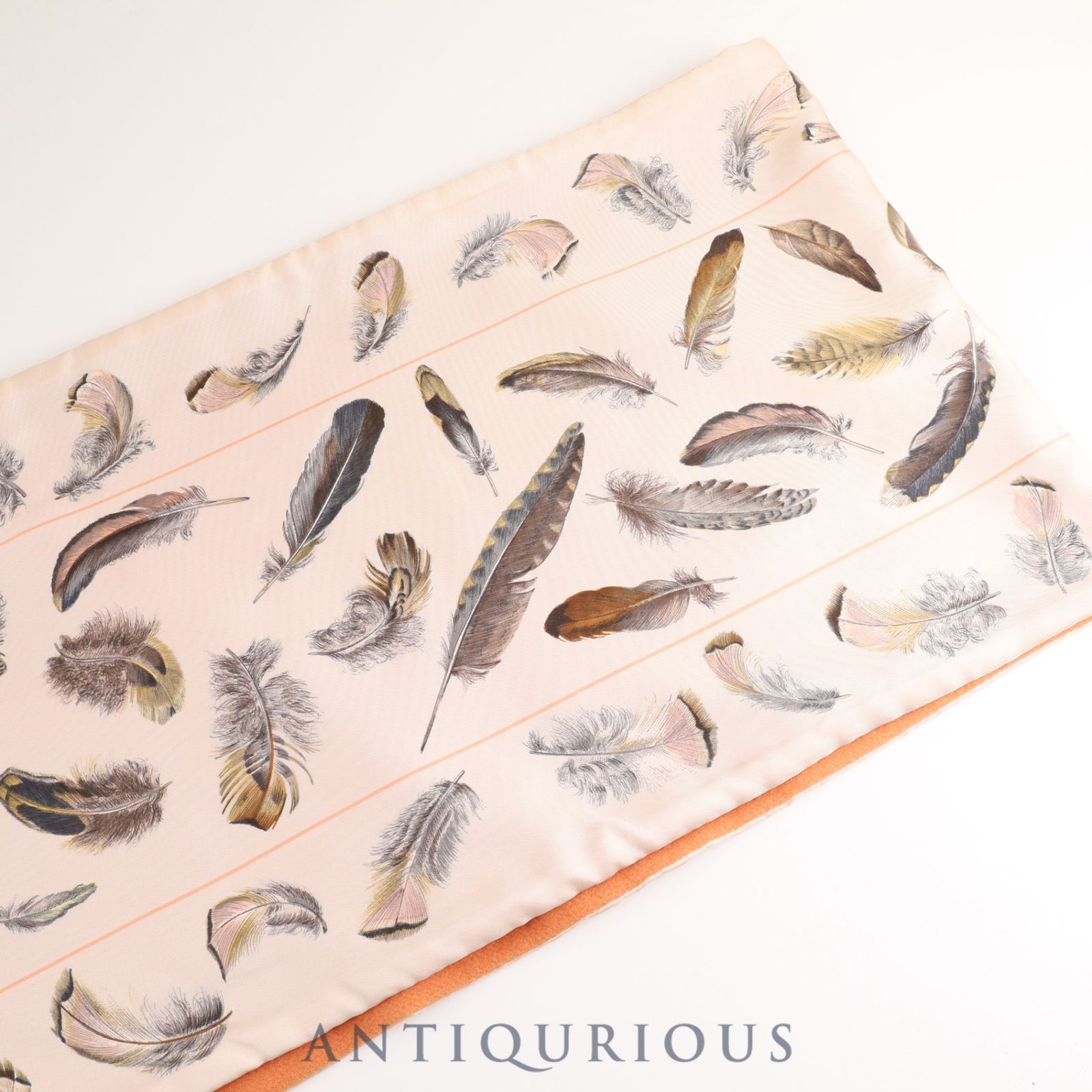 エルメス マフラー アンゴラ100% / SILK100% フェザー オレンジ