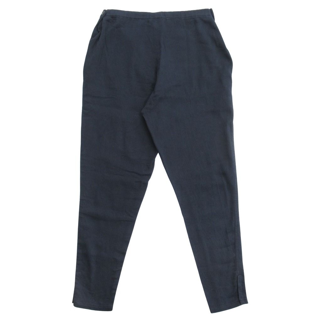 2025新作品質保証。 80 s Yohji Yamamoto ヨウジヤマモト リブ ワイド テーパード パンツ サイドボタン 丸文字タグ ヴィンテージ S 紺 ネイビー メンズ レディース 古着 ご注文期待致します!